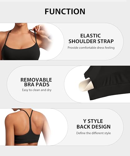 Image of MIRITY Padded Y-Back Sports Bra for Women - Racerback Low ImpactYoga Workout Top with Spaghetti Strap Pack of 3