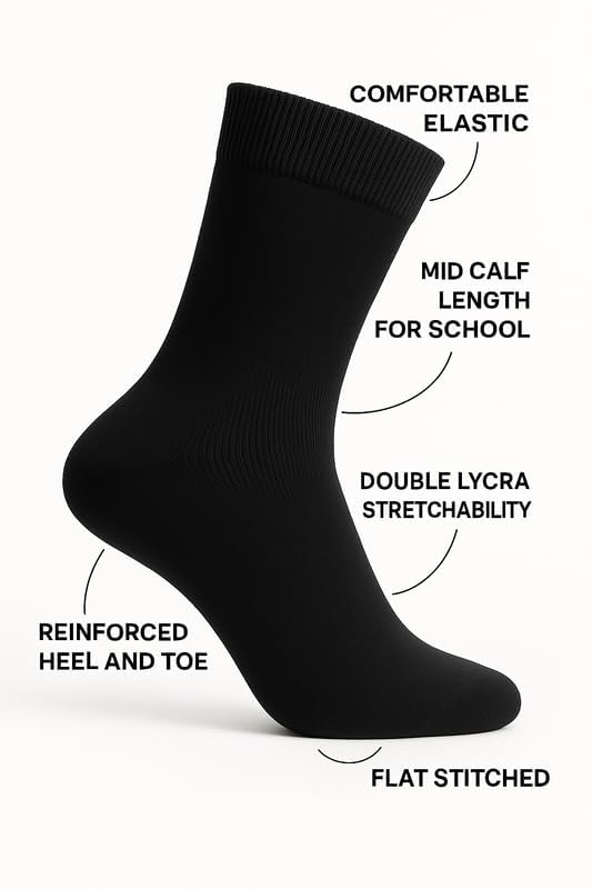Image of Wens Plain Dark Socks for Girls, Boys, Kids & Men of All Ages (Pack of 3) | Heavy Elastic, Streachable & Comfortable Fit