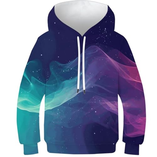 Sweat à capuche imprimé 3D coloré pour ado 10-12 ans avec poches