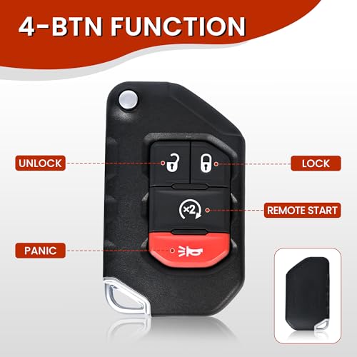 Llavero de repuesto para control remoto 4 botones compatible con Jeep Gladiator 2020-2024 4