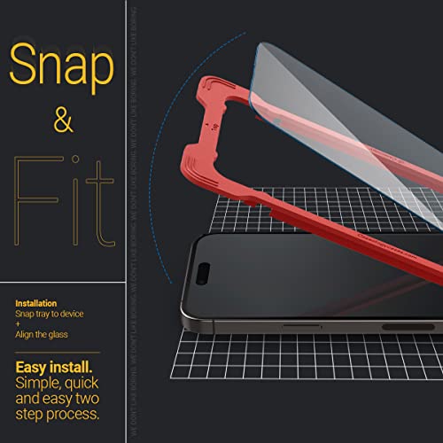 Image of CASEOLOGY by Spigen Snap Fit Tempered Glass Screen Guard Protector Compatible with iPhone 14 Pro with Installation Kit - 2 Pack