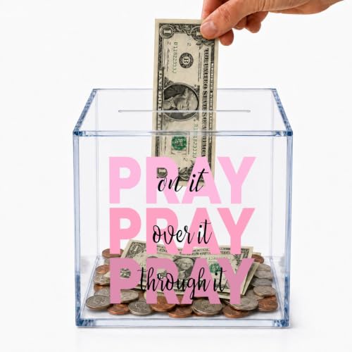 Pray On It Over It Through It Clear Acrylic Piggy Bank Inspirational