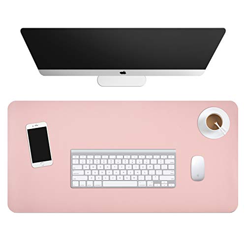 Dual-Sided Desk Pad (31.5 x 15.7"), Waterproof Leather Office Desk Mat, PU Mouse