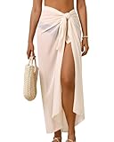 Eicolorte Womens Beach Cover Up Chiffon Sheer Bikini Beach Swimsuit Coverup Sarong Pareo Wraps for Women Apricot