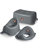 DOCARI Kinder Toiletten Set 3in1 Mädchen Grau ab 1 Jahr - bestehend aus Töpfchen + Trittschemel + Toilettenaufsatz