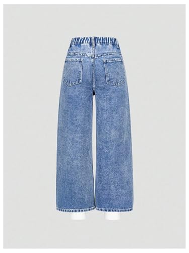 SHENHE Girl's Wide Leg Jeans Sparkly Rhinestone High Waisted Loose Casual Denim Pants2