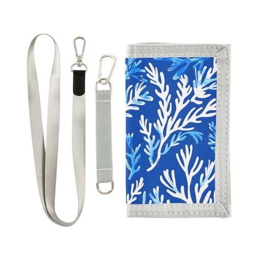 ALAZA Kids Wallets for Boys Girls Toddler Trifold Wallet Children Small Seaweed Kelp Blue with Zipper Coin Pocket