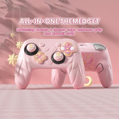 PlayVital Magic Wings Cover Skin for Nintendo Switch 2 Pro Controller, Pink - 3