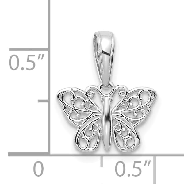 IceCarats 14K Solid White Gold Antique Filigree Butterfly Wings Necklace Chain Pendant Charm4
