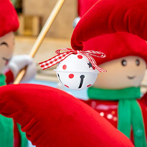 Naler 12 Pieces Christmas Jingle Bells Craft Bells With Star Cutouts For Christmas Tree Party Festival Decorations, Red And White, 1.37 X 1.57 Inch #TOP7