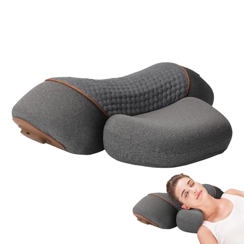 Fisiorest 3 in 1 Neck Massager Heated Massage Neck Pillow Cervical Massage Traction Bed Back Pillow Sleeping Cervical Massage Pillow Relax Cervical Vertebra (Black)