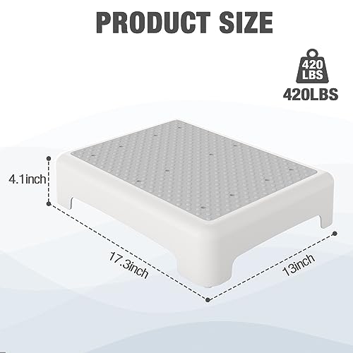 HBTower Mobility Step Stools for Adults, Indoor/Outdoor Stepping Stool for Seniors, Portable Safety Half Step Platform Bathroom or Bedroom Aids with Anti-Slip Top & Feet, 420 Lbs Capacity - Thumbnail 5