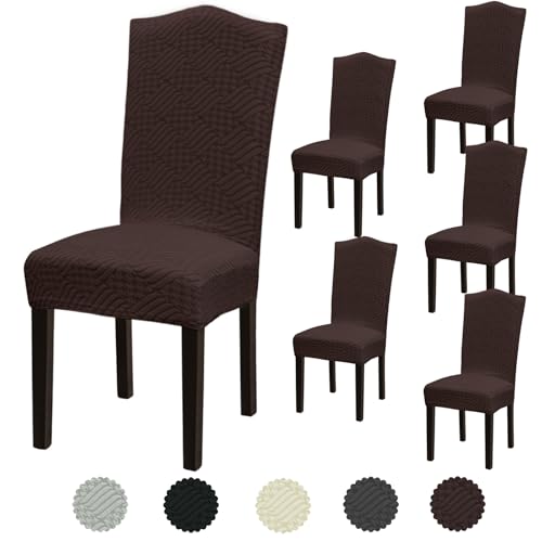 Fafua Stretch Dining Room Chair Covers Set of 6, Removable Washable Dining Chair Slipcovers for Dining Chairs, Dining Room, Hotel, Ceremony
