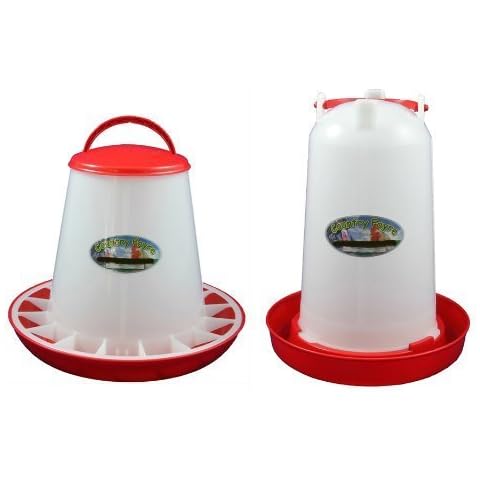 3 Litre Economy Drinker and 3kg Economy Feeder Red and White Set Cover