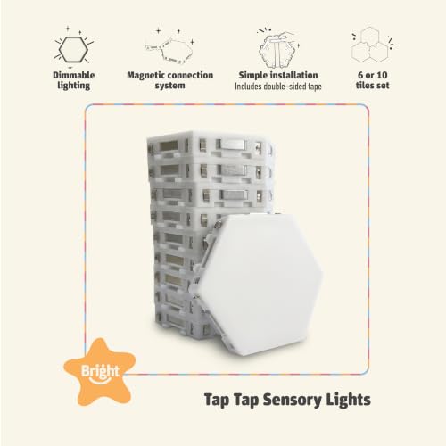 Image of Bright Autism Tap-Tap Touch Sensory Lights, Dimmable 10-Piece Set for Kids