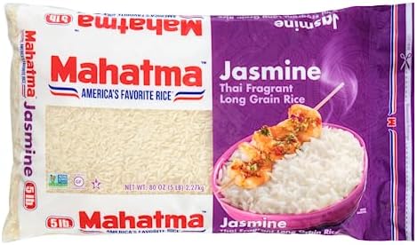 Mahatma Jasmine Rice, 80-Ounce Bag of Rice, Thai, Indian, or Cambodian Fragrant Flavored Rice, Stovetop or Microwave Rice