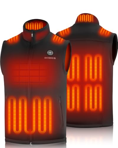OCQOCQ Fleece Heizweste Herren mit 16000mAh 7,4V Powerbank, Beheizte Weste