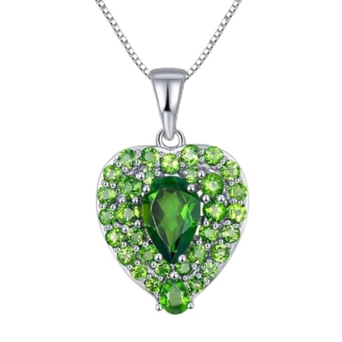 Collier argent sterling 925 pendentif cœur diopside chromé femme