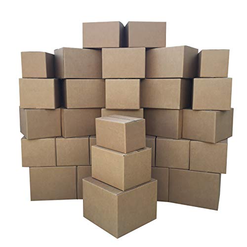 Image of Amazon Basics Cardboard Moving Boxes in Small, Medium and Large Sizes (Assorted), Pack of 30, Brown