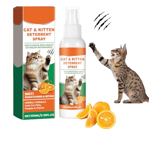 Cat Deterrent Spray for Indoor and Outdoor, Safe Indoor & Outdoor Deterrent for Furniture & Carpet Protection, Natural Anti-Scratch Spray for Cats, for Sofa, Rugs, Chairs,100ML| 3.4oz