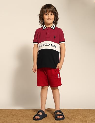 Image of Kids Regular fit Boys Cotton Fabric Decoration Short Sleeves Polo T-Shirts (UKOETSH1007 Red 13-14Y)
