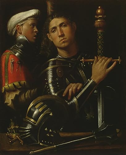 Affiche toile Et son écuyer de Giorgione Da Castelfranco portrait d'art mural 60x90cm