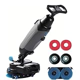 LSHFYV Fregadora de Pisos eléctrica, fregadora de Pisos Comercial, Cepillo rotatorio Doble de 17 Pulgadas, Capacidad de Limpieza de 12916 pies Cuadrados/h, Cabezal Giratorio de 360° Grey