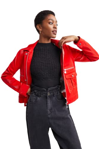 Veste en cuir synthétique rouge Desigual blouson femme bicolore taille M