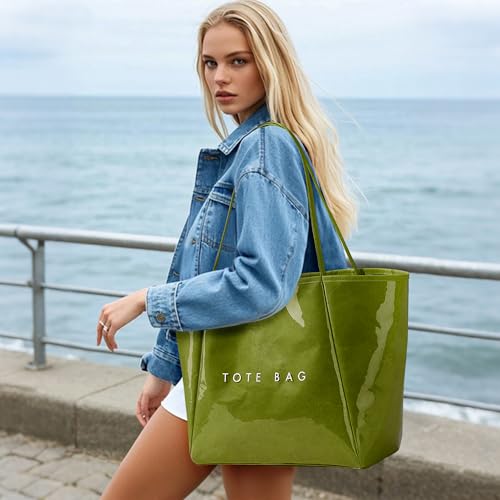 Image of KALIDI PVC Tote Women Weekender Bag Large Shopper Handbag Oversize Shoulder Travel Purse