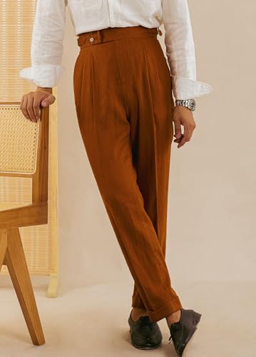 Vintage Men's Linen Pants Lightweight Premium Regular Fit Classic Dress Pants for Men Spring Summer2