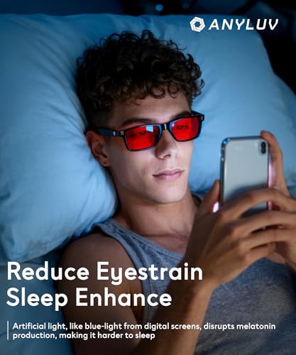 ANYLUV Red-Lens Blue Light Glasses for Sleep (Medium) — view 2