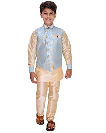 Ethnic Wear Kurta Pyjama with Waist Coat Jacket for Kids and Boys_FE608