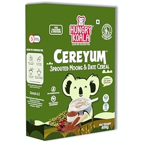 HUNGRY KOALA Sprouted Moong & Dates Cereal Made For Kids To Grow Healthy Made With Natural Ingredients No Preservative Or Additives Or Maida 400 Grams Pack