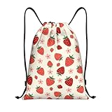 ZLKYSBU Strawberry Drawstring Backpack,Fashion Drawstring Bag Cute Beach Sack Bags For Gym Shopping Sport Yoga