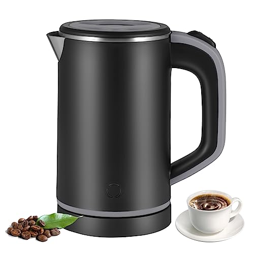 Towwoo 800ML Reisewasserkocher Klein, 600W 5 Minuten Schnelles Kochen Mini Edelstahl Wasserkocher, Überhitzungsschutz Leise Reise Mini Wasserkocher Elektrischer Kettle für Tee Kaffee Babymilch