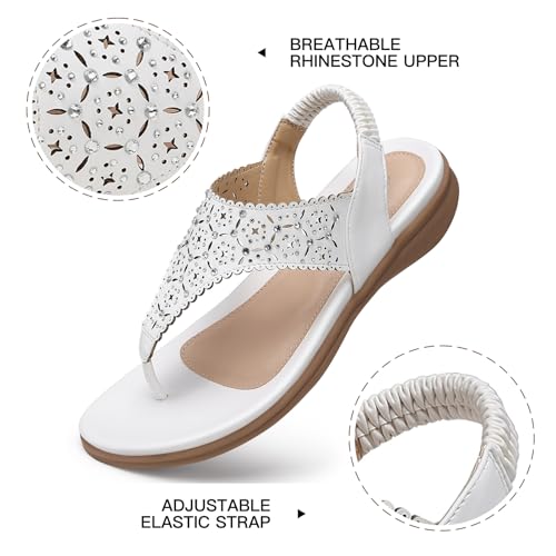 SHIBEVER Flat Sandals For Women Dressy: Comfortable Summer - Soft Rhinestone Flats Sandal3