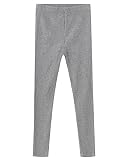 Noomelfish Girls Basic Ribbed Leggings Kids Cotton Kint Footless Full Length Tights Pants, Gray, XX-