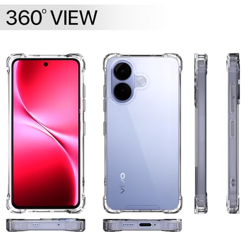 Image of Amazon Basics Back Cover for Vivo V60 Lite 5G PC + TPU Clear Transparent Raised Edges Shockproof Protective Phone Bumper Case (Transparent)