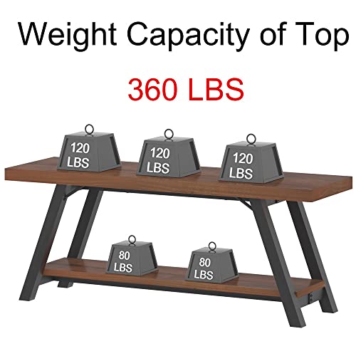 Ibf Natural Real Wood Entryway Bench, Solid Wood Storage Bench, Industrial Bedroom Bench In Entry Way Hallway Foyer Rack, Modern Shoe Bench Seat For Living Bed Room Indoor, Rustic Brown, 47 Inch #TOP6