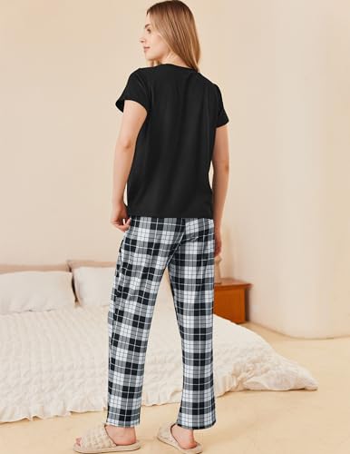 Ekouaer Women's Pajamas 2 Piece Pajama Sets Soft Short Sleeve Sleepwear Ladies Lounge Sets4