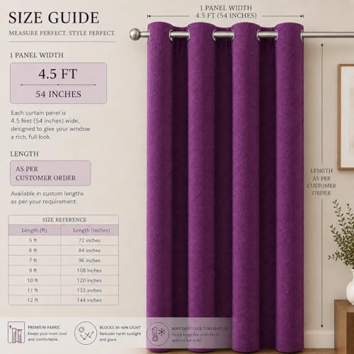 Image of Velvet Curtains | Heavy Soft Premium Velvet Drapes for Bedroom and Living Room | Semi Light Blocking, Thermal Insulated and Noise Reducing Long Door Panels | 8 Feet, Set of 2 (Purple)