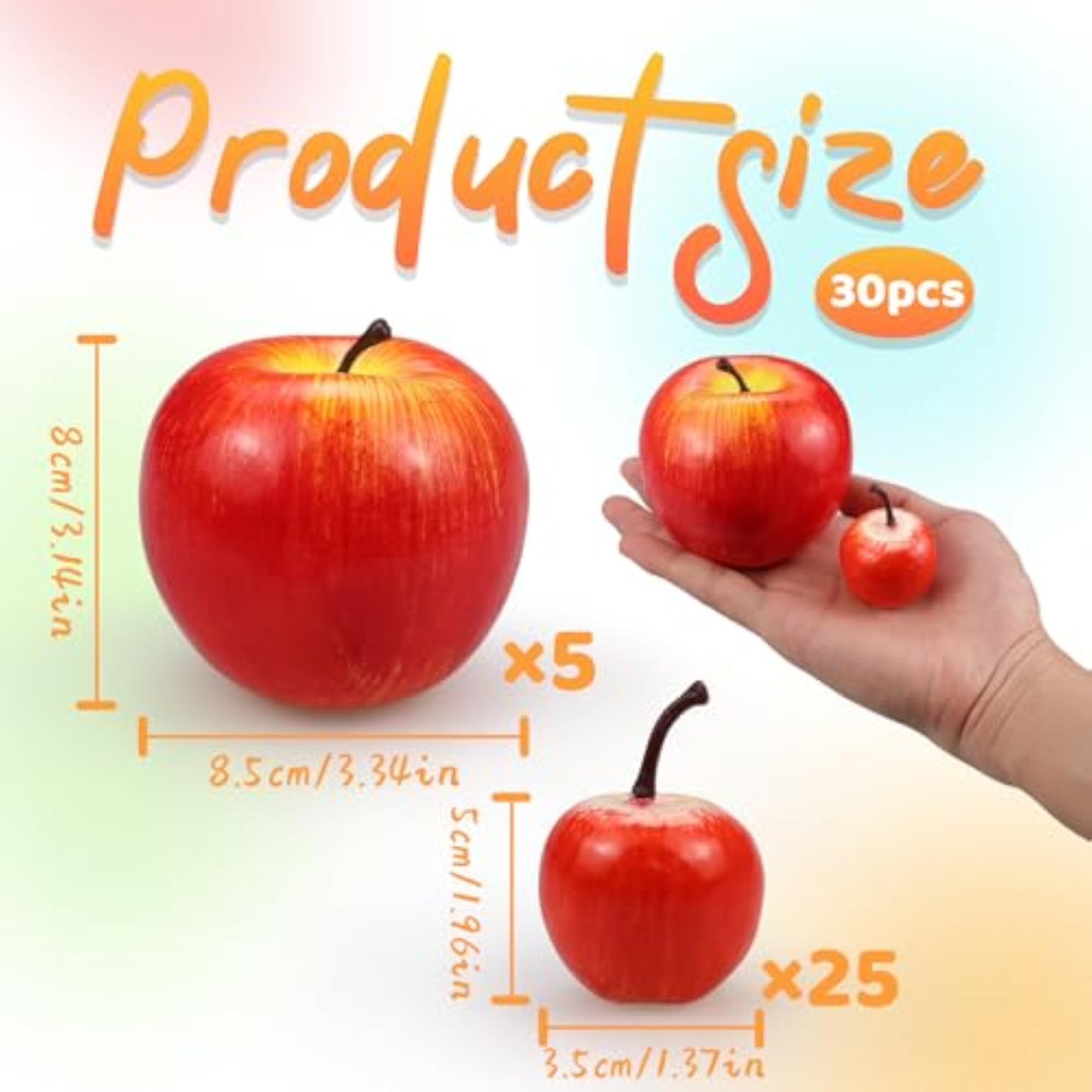 30 Pcs Artificial Red Apples for Decorative Use