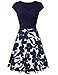 Laksmi Sundresses for Women, Floral Patchwork Casual Dress A Line Cap Sleeve V Neck,Multcolor Blue Large