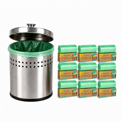 Image of Kachra Sack Biodegradable Garbage Bags with Ties | Leak-Proof & Durable Trash Bags | Small Size (17 x 19 Inches) | 30 Rolls | Eco-Friendly Waste Disposal | Multipurpose Use | Pack of 12
