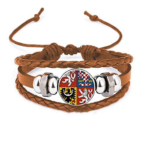 Bracelet en cuir emblème national tchèque anti irritation fermoir aimanté robuste