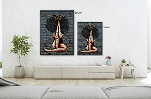 Spiritualhands Black Girl Wall Art Framed, Wall Pictures For Living Room Wall Decoration, Afro Love Black Girl Magic Wall Painting For Living Room Wall Decor, Black Woman Wall Art Canvas (Afro Woman Afro No 13, 30" X 40" - Ready To Hang) #TOP6