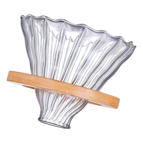 Cabilock Filtro de cone de café de vidro para coador de café com base de madeira para cafeteira copo