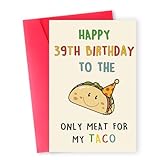 Zyulin Funny 39th Birthday Gifts for Men Man, Unique 39 Years Old Birthday Decorations Gifts for Husband Boyfriend, Happy 39th Bday Card for Him, Taco 39 Mens Bday Ideas from Wife Girlfriend