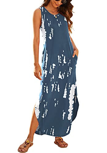 Image of Hount Women's Casual Summer Sleeveless Dress Loose Split Maxi Dresses with Pockets