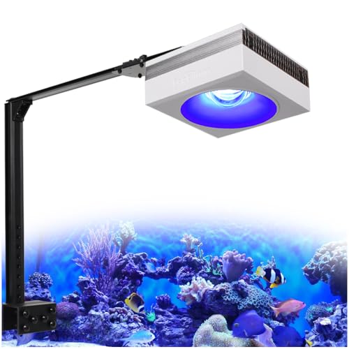 PopBloom WiFi LED Acquario Marino 100W, Lampada Acquario Marino a Spettro Completo per acquario di pesci SPS/LPS, L'APP supporta l'italiano (1 lampada con braccio di montaggio)